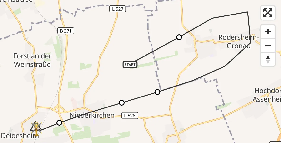 Flugroute Rettungshubschrauber Deidesheim - Deidesheim, 02 September 2026, 16:17