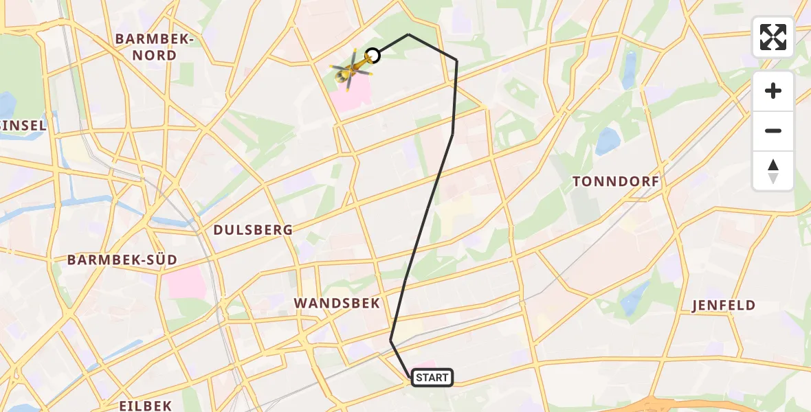 Flugroute Rettungshubschrauber Hamburg - Hamburg Military Hospital, 02 September 2026, 16:17