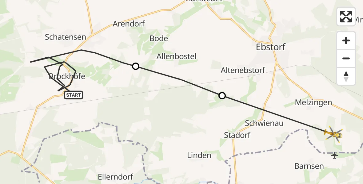 Flugroute Rettungshubschrauber Wriedel - Schwienau, 02 September 2026, 16:19
