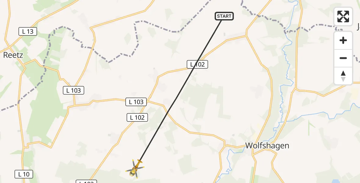Flugroute Rettungshubschrauber Groß Pankow (Prignitz) - Groß Pankow (Prignitz), 02 September 2026, 16:24