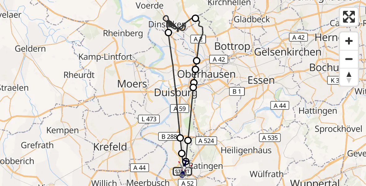Flugroute Polizeihubschrauber Düsseldorf Flughafen - Düsseldorf Flughafen, 02 September 2026, 18:12