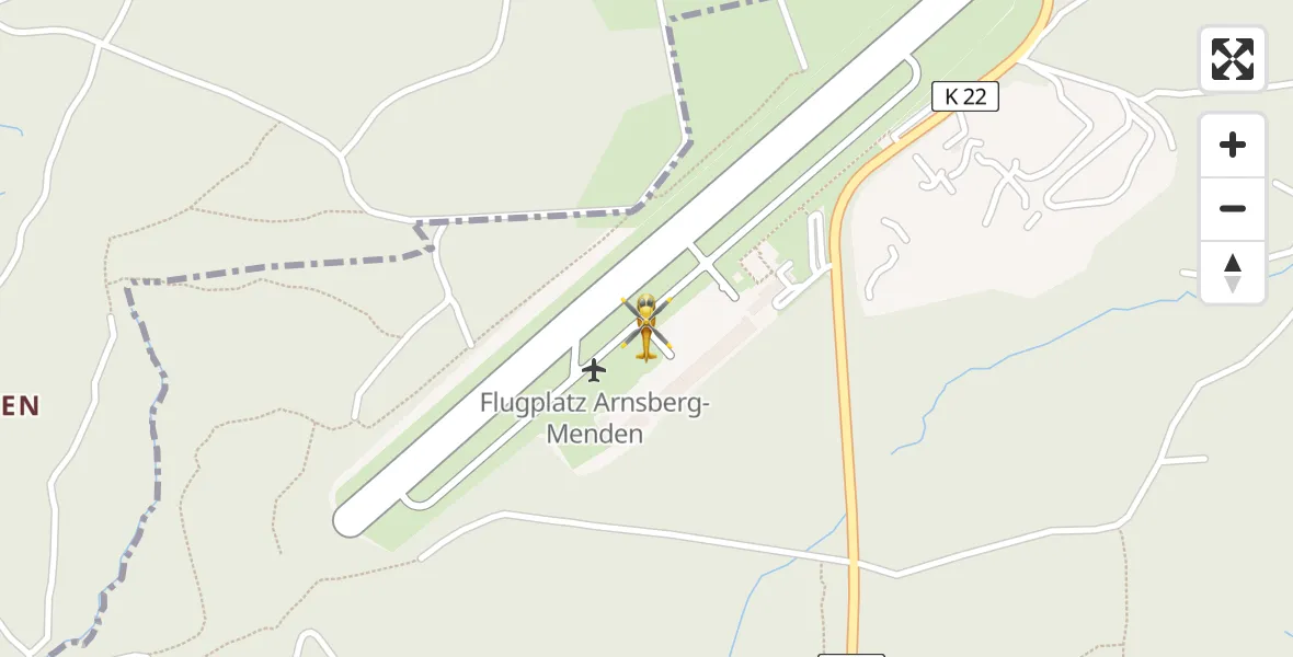 Flugroute Rettungshubschrauber Arnsberg-Menden Flugplatz - Arnsberg-Menden Flugplatz, 02 September 2026, 18:18