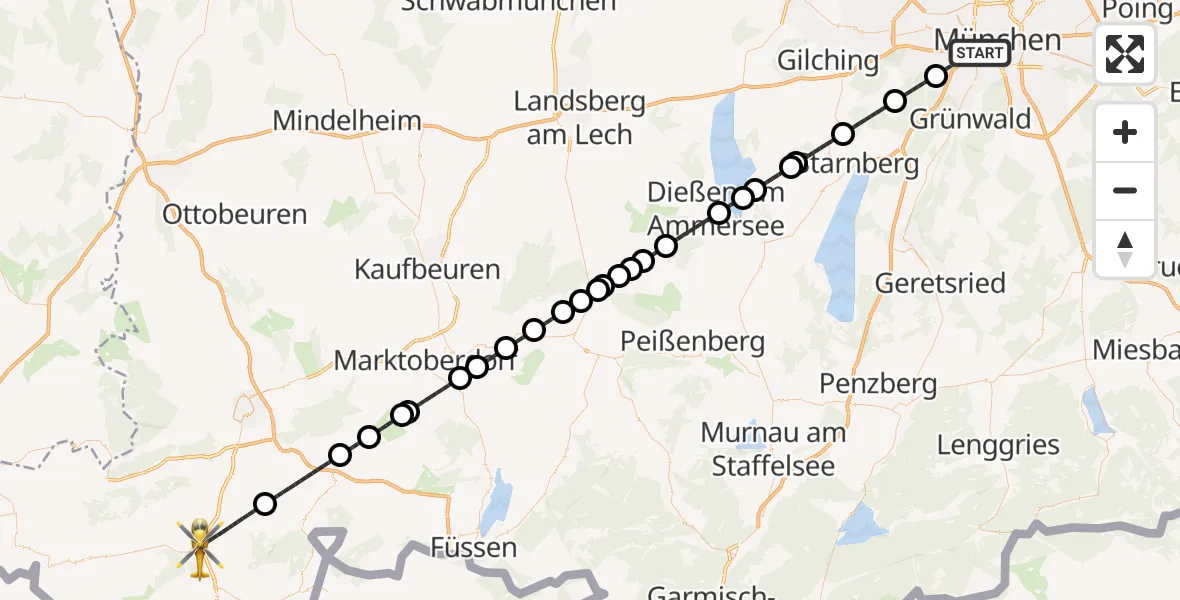 Flugroute Rettungshubschrauber München - Immenstadt i.Allgäu, 02 September 2026, 18:19