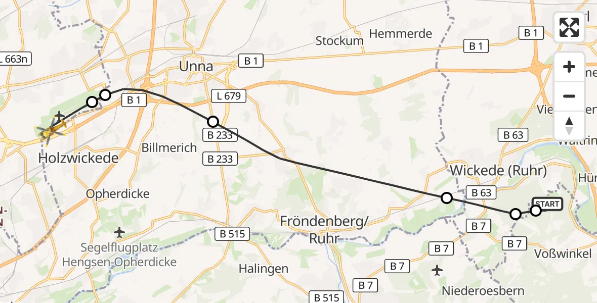 Flugroute Rettungshubschrauber Arnsberg-Menden Flugplatz - Dortmund Flughafen, 02 September 2026, 18:53