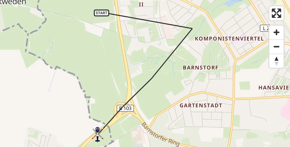 Flugroute Polizeihubschrauber Rostock - Kritzmow, 02 September 2026, 19:21