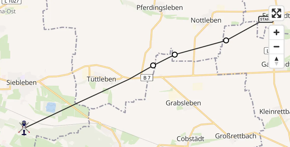 Flugroute Polizeihubschrauber Erfurt - Gotha, 02 September 2026, 22:34