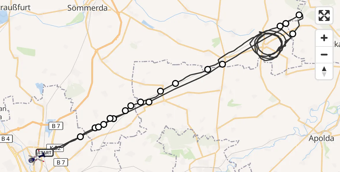 Flugroute Polizeihubschrauber Erfurt - Erfurt, 03 September 2026, 00:44