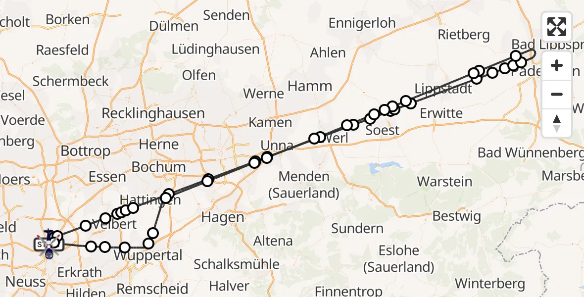 Flugroute Polizeihubschrauber Düsseldorf Flughafen - Düsseldorf Flughafen, 03 September 2026, 02:06