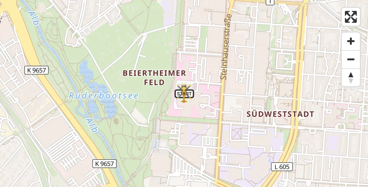 Flugroute Ambulanzhubschrauber Sankt Vincentius Hospital - Sankt Vincentius Hospital, 03 September 2026, 05:00