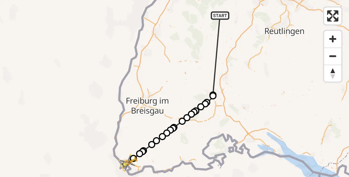 Flugroute Ambulanzhubschrauber Altensteig - Lörrach, 03 September 2026, 05:29