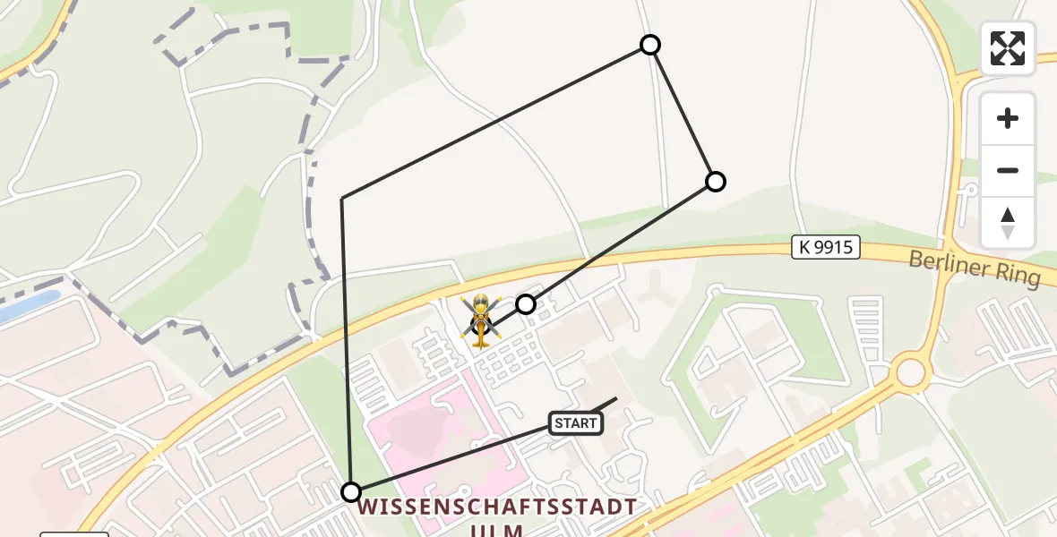 Flugroute Rettungshubschrauber Ulm Military Hospital Emergency - ADAC Air Rescue Station Ulm (Christoph 22), 03 September 2026, 06:22