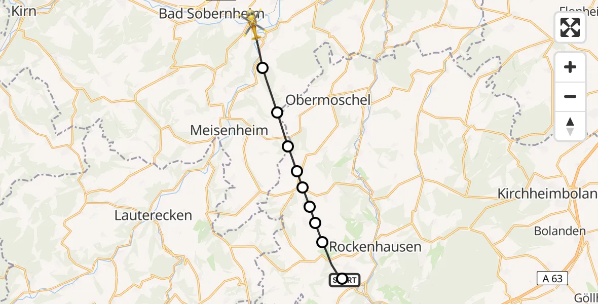 Flugroute Rettungshubschrauber Imsweiler UL - Staudernheim, 03 September 2026, 06:24
