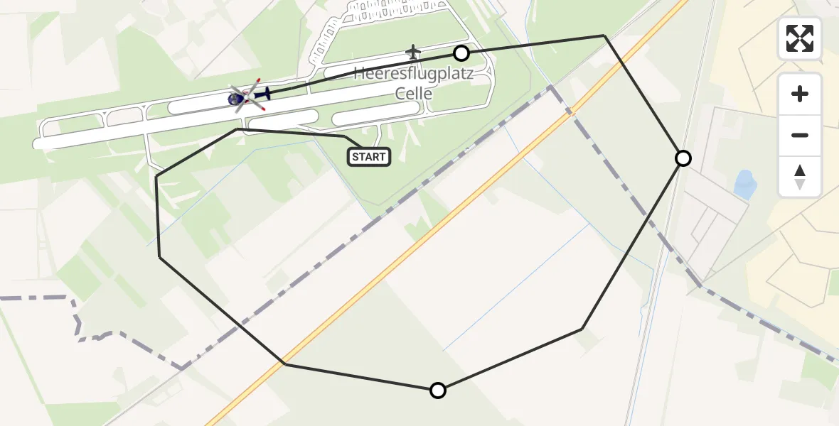 Flugroute Polizeihubschrauber Celle Army Flugplatz - Celle Army Flugplatz, 03 September 2026, 07:32