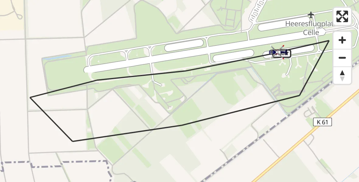 Flugroute Polizeihubschrauber Celle Army Flugplatz - Celle Army Flugplatz, 03 September 2026, 07:59