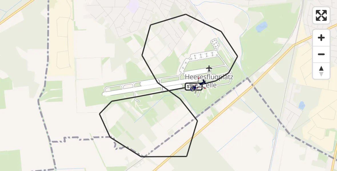 Flugroute Polizeihubschrauber Celle Army Flugplatz - Celle Army Flugplatz, 03 September 2026, 08:03