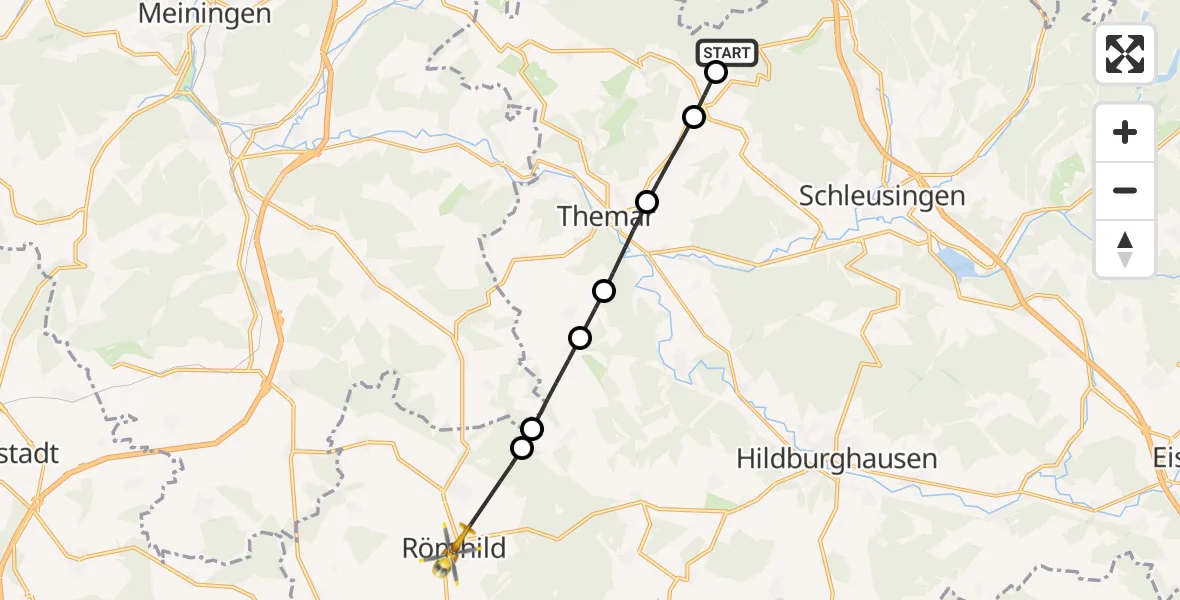 Flugroute Rettungshubschrauber Schleusingen - Römhild, 03 September 2026, 09:33