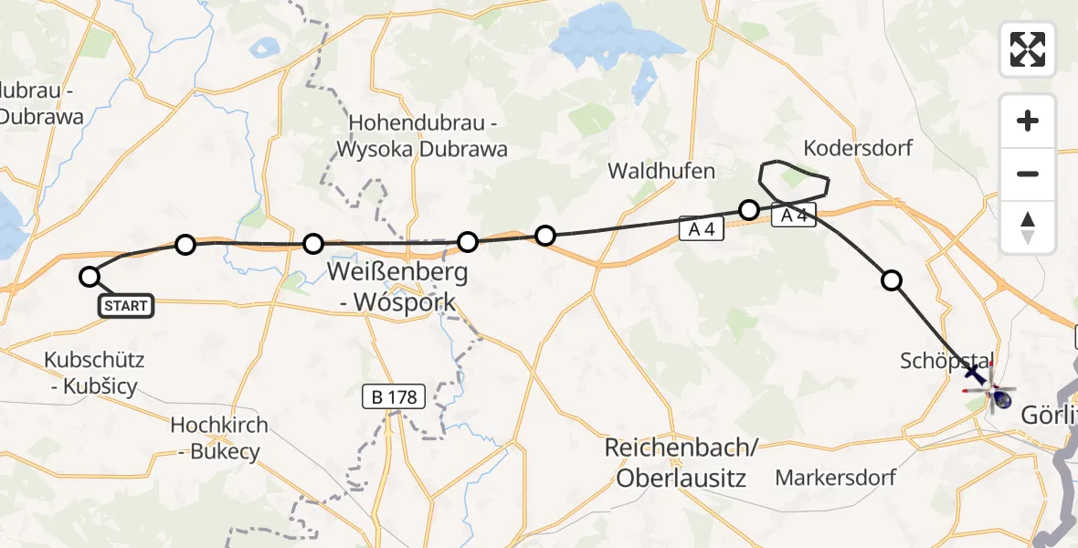 Flugroute Polizeihubschrauber Bautzen Flugplatz - Schöpstal, 03 September 2026, 09:56
