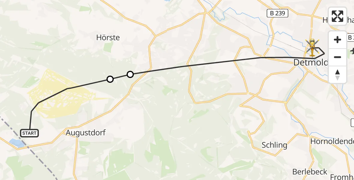 Flugroute Rettungshubschrauber Augustdorf - Detmold, 03 September 2026, 09:58