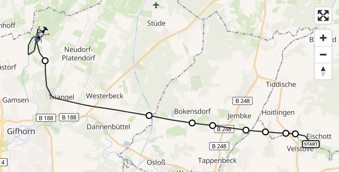 Flugroute Polizeihubschrauber Rühen - Gifhorn, 03 September 2026, 10:18