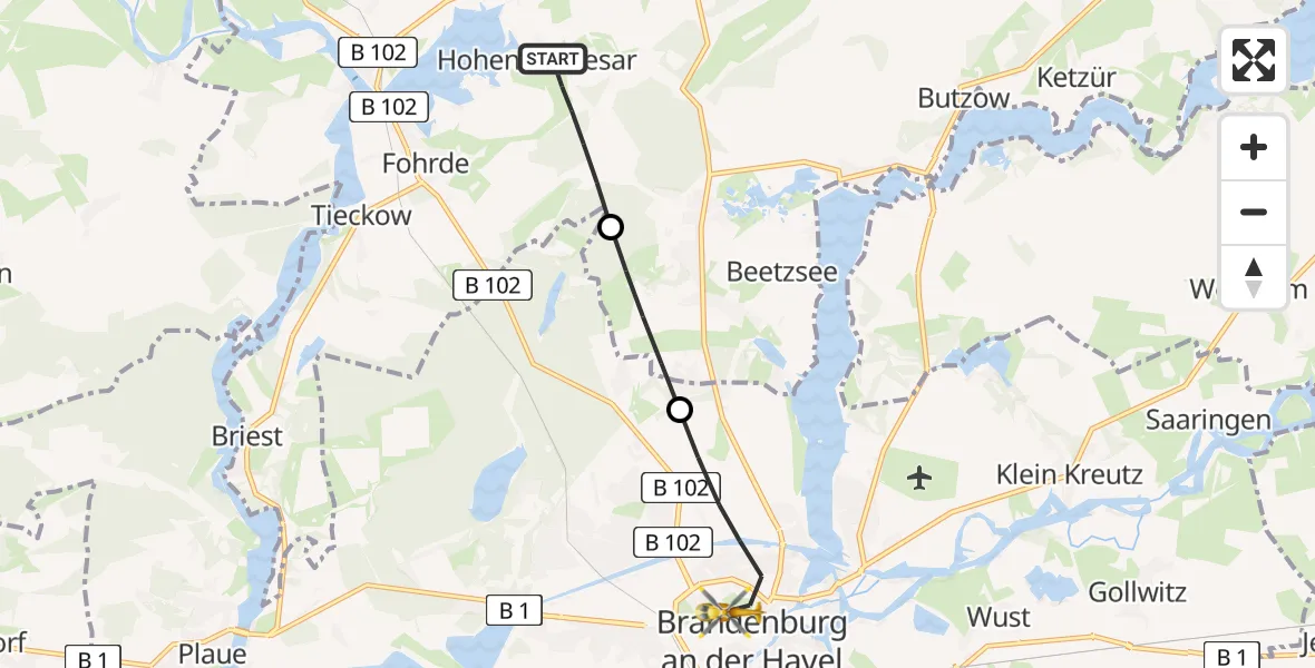 Flugroute Rettungshubschrauber Havelsee - Brandenburg an der Havel, 03 September 2026, 10:28