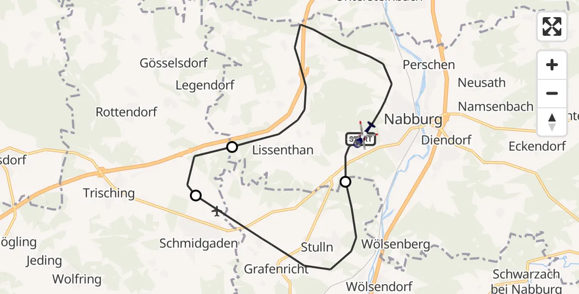 Flugroute Polizeihubschrauber Nabburg - Nabburg, 03 September 2026, 10:55