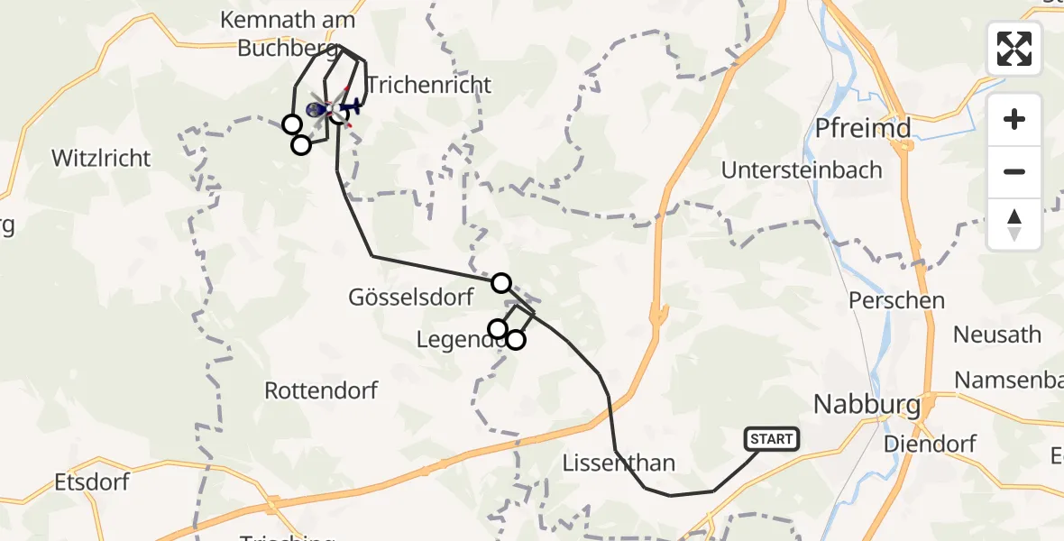 Flugroute Polizeihubschrauber Nabburg - Schnaittenbach, 03 September 2026, 11:08