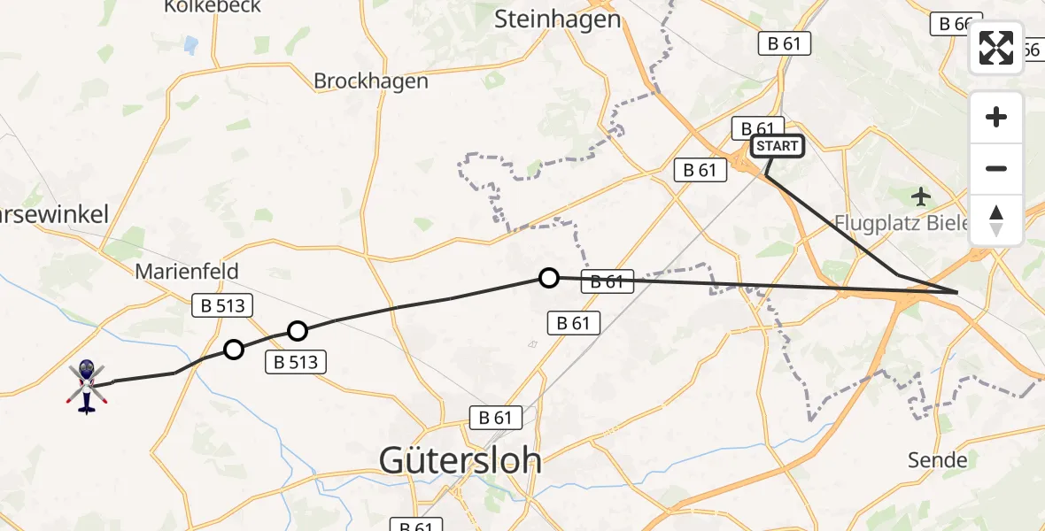 Flugroute Polizeihubschrauber Bielefeld - Herzebrock-Clarholz, 03 September 2026, 11:32