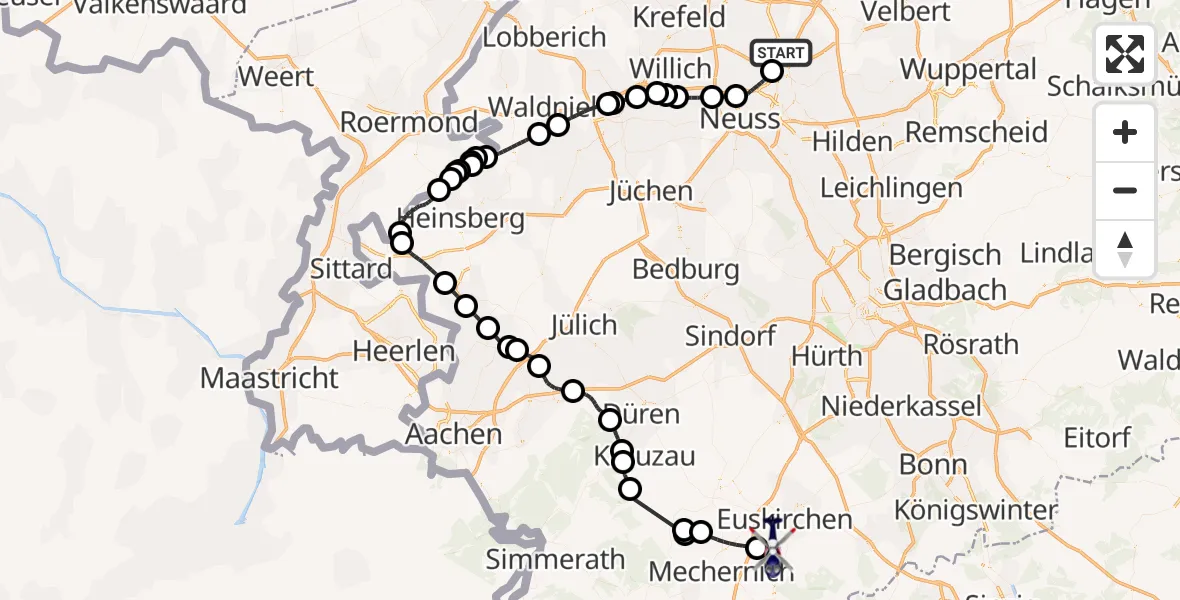 Flugroute Polizeihubschrauber Düsseldorf Flughafen - Euskirchen, 03 September 2026, 11:44