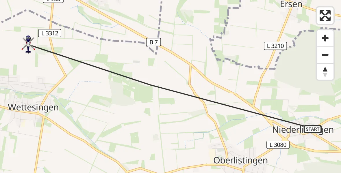 Flugroute Polizeihubschrauber Breuna - Breuna, 03 September 2026, 13:21