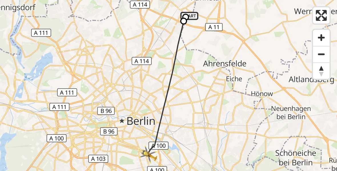 Flugroute Rettungshubschrauber Helios Clinic Berlin-Buch - Berlin, 03 September 2026, 15:32