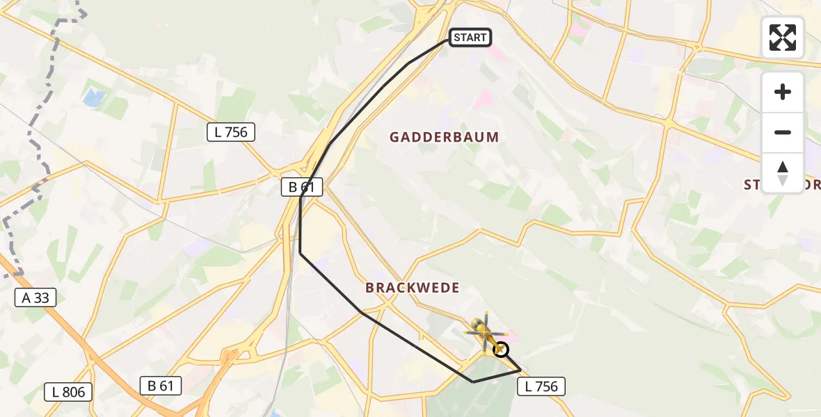 Flugroute Rettungshubschrauber Bielefeld - Luftrettungszentrum Bielefeld, 03 September 2026, 16:06