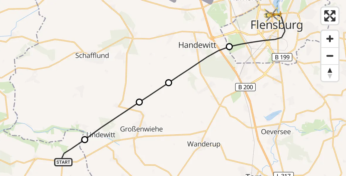 Flugroute Ambulanzhubschrauber Goldebek - Flensburg, 03 September 2026, 16:33