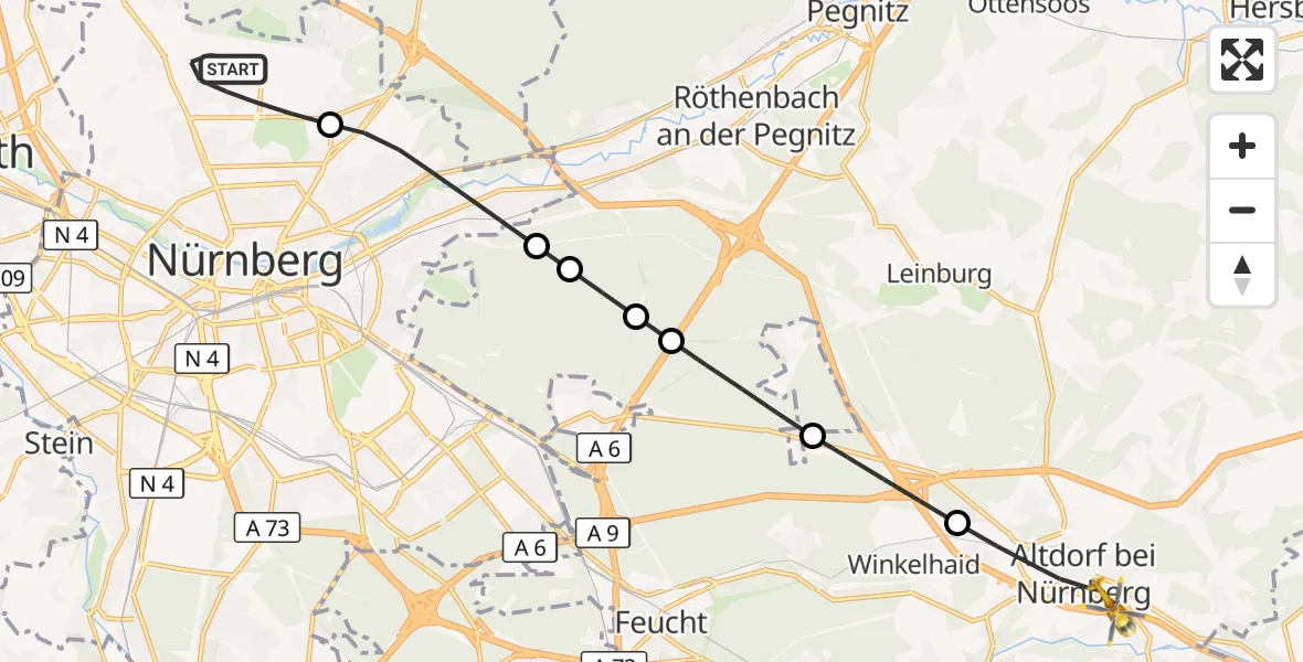 Flugroute Rettungshubschrauber Flughafen Nuremberg - Altdorf b.Nürnberg, 03 September 2026, 17:38