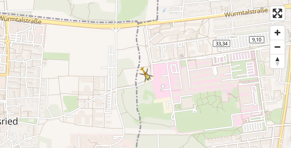 Flugroute Rettungshubschrauber DRF Air Rescue München Hubschrauberlandeplatz - DRF Air Rescue München Hubschrauberlandeplatz, 04 September 2026, 00:07