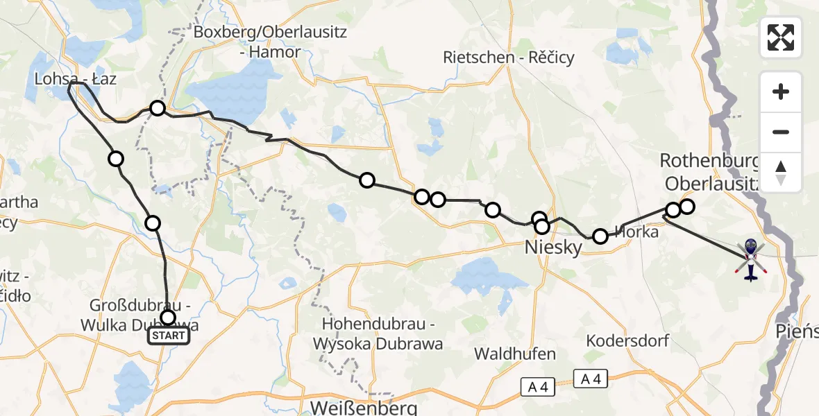 Flugroute Polizeihubschrauber Malschwitz - Neißeaue, 04 September 2026, 01:04