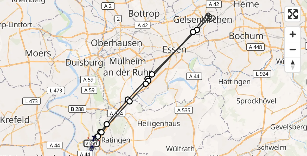 Flugroute Polizeihubschrauber Düsseldorf Flughafen - Düsseldorf Flughafen, 04 September 2026, 02:07