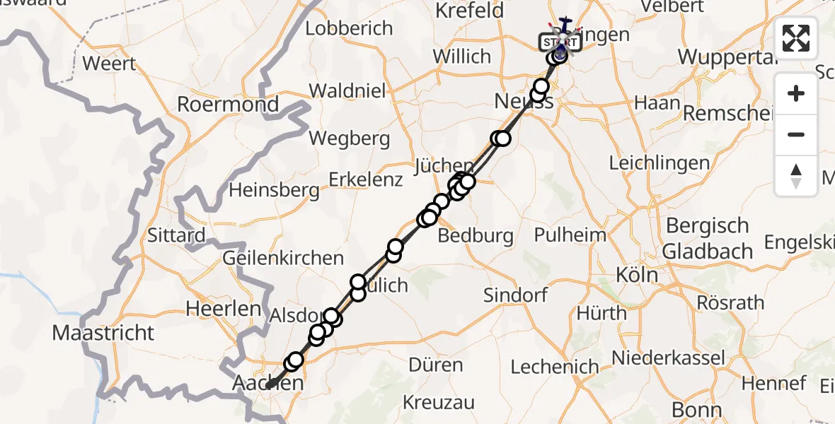 Flugroute Polizeihubschrauber Düsseldorf Flughafen - Düsseldorf Flughafen, 04 September 2026, 03:12