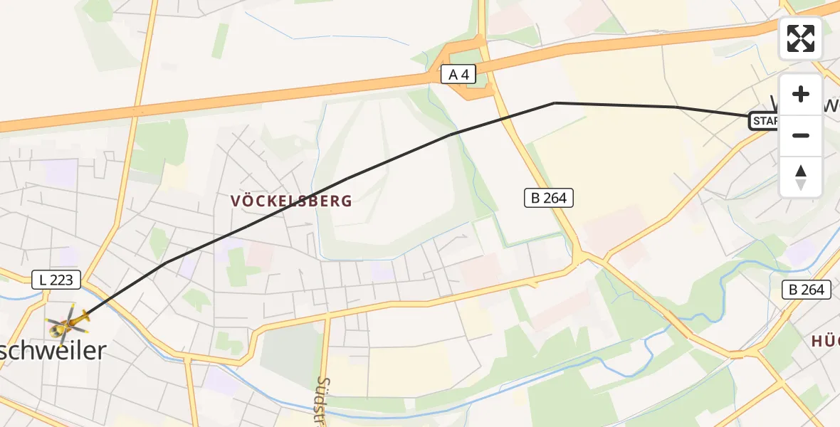 Flugroute Rettungshubschrauber Eschweiler - Eschweiler, 04 September 2026, 05:48