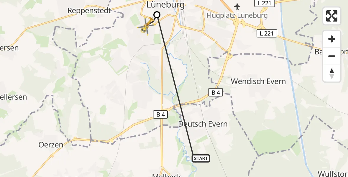 Flugroute Rettungshubschrauber Deutsch Evern - Lüneburg, 04 September 2026, 06:21