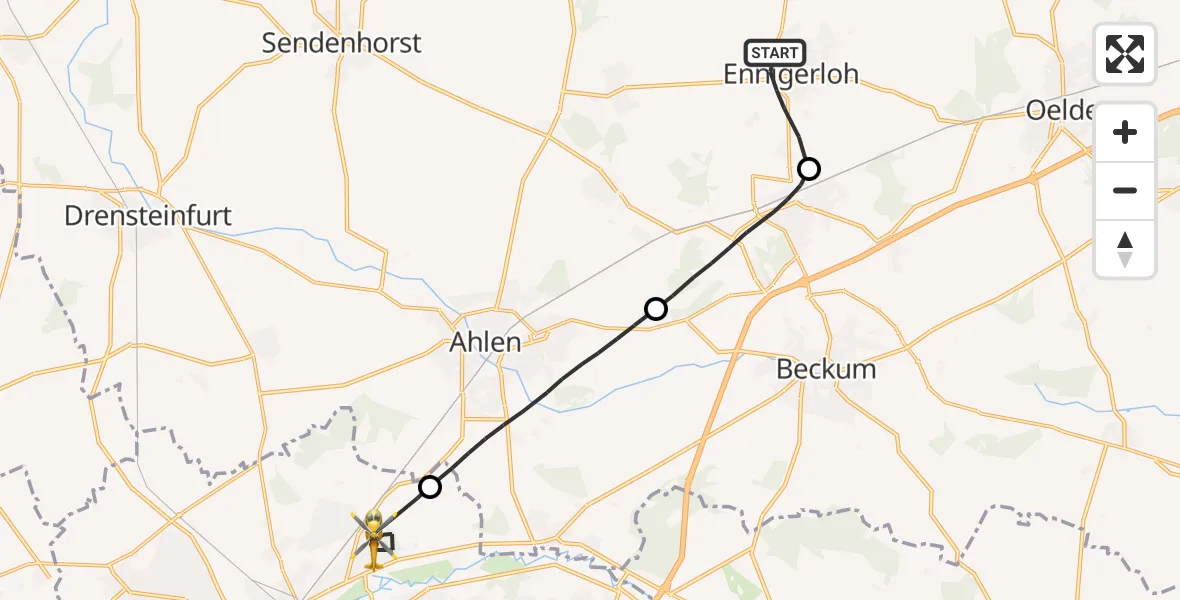 Flugroute Rettungshubschrauber Ennigerloh - Hamm, 04 September 2026, 06:33