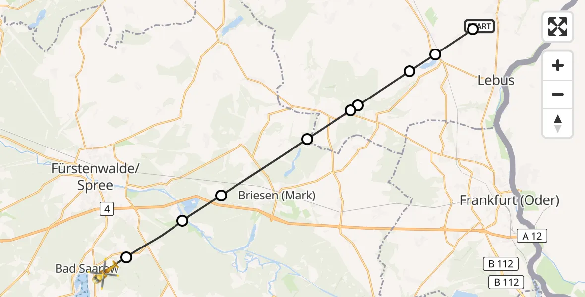 Flugroute Rettungshubschrauber Podelzig - Bad Saarow, 04 September 2026, 06:51
