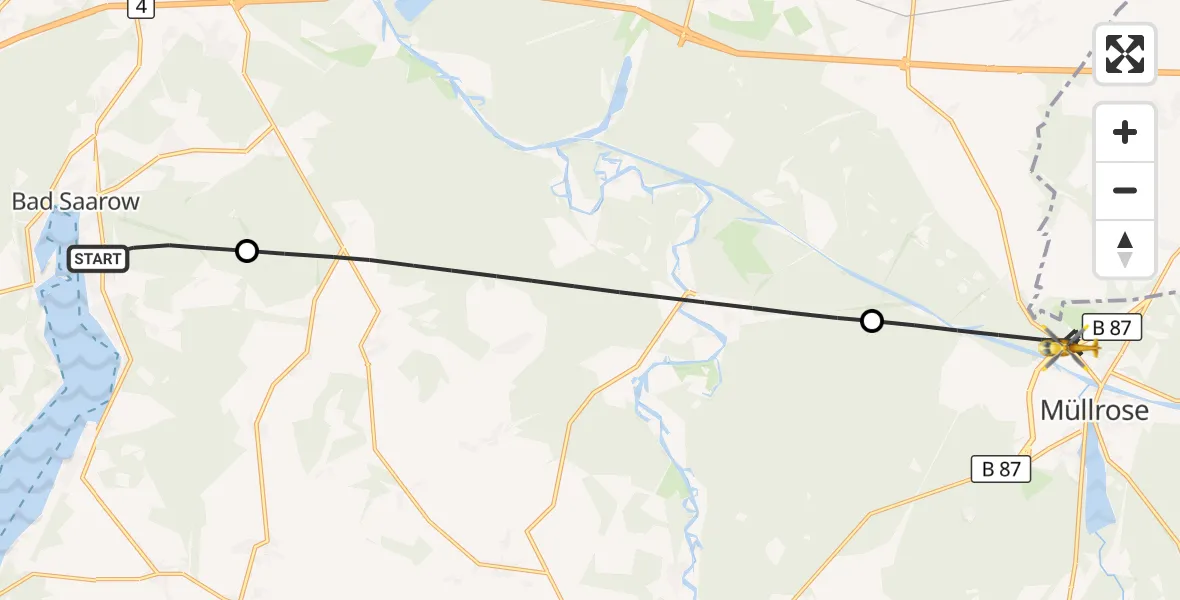 Flugroute Rettungshubschrauber Bad Saarow - Müllrose, 04 September 2026, 09:17
