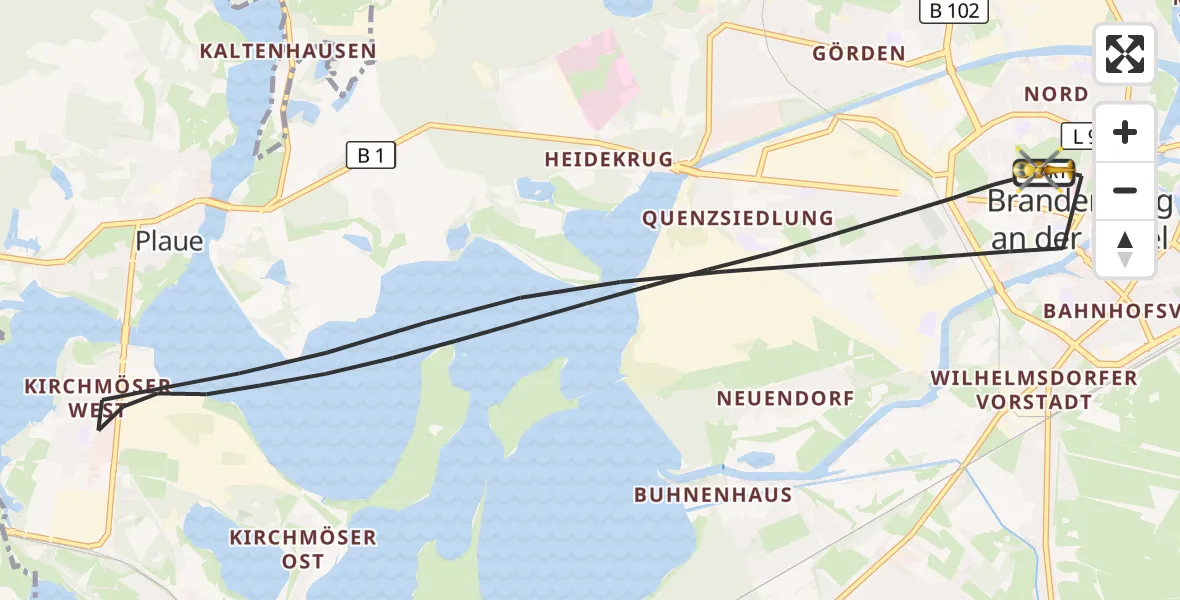 Flugroute Rettungshubschrauber Brandenburg an der Havel - Brandenburg an der Havel, 04 September 2026, 10:00