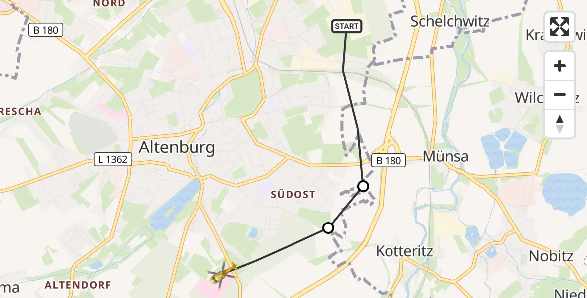 Flugroute Rettungshubschrauber Altenburg - Altenburg, 04 September 2026, 10:04