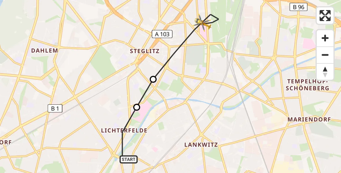 Flugroute Rettungshubschrauber Berlin - Berlin, 04 September 2026, 10:46