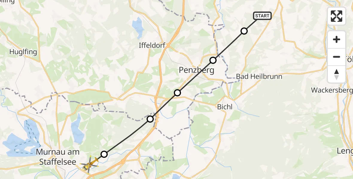 Flugroute Rettungshubschrauber Königsdorf - Riegsee, 04 September 2026, 10:53