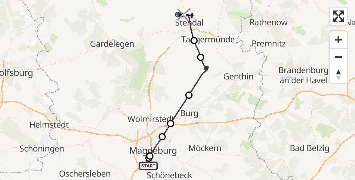 Flugroute Polizeihubschrauber Magdeburg - Stendal, 04 September 2026, 11:32
