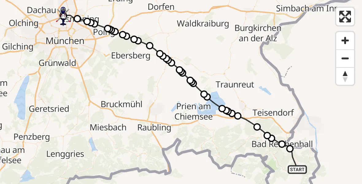 Flugroute Polizeihubschrauber Bischofswiesen - Oberschleißheim, 04 September 2026, 12:09