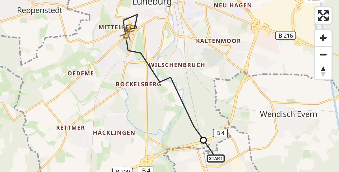 Flugroute Rettungshubschrauber Deutsch Evern - Lüneburg, 04 September 2026, 12:26