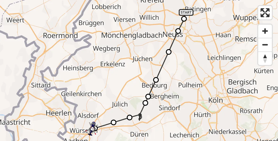 Flugroute Polizeihubschrauber Düsseldorf Flughafen - Aachen-Merzbrück Flughafen, 04 September 2026, 12:33